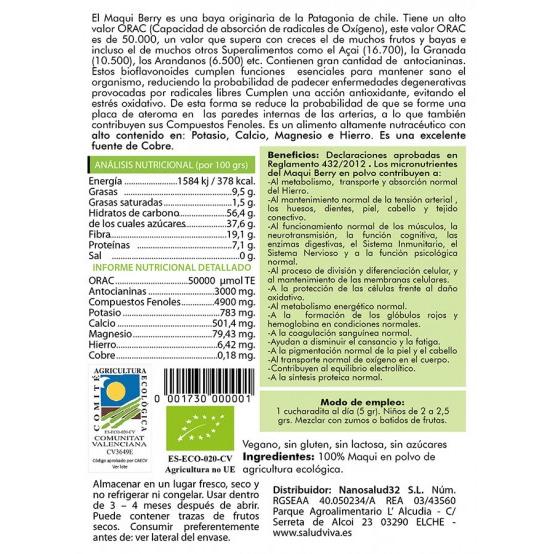 Maqui Berry Powder ECO 50 g, Salud Viva