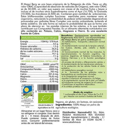Maqui Berry Powder ECO 50 g, Salud Viva