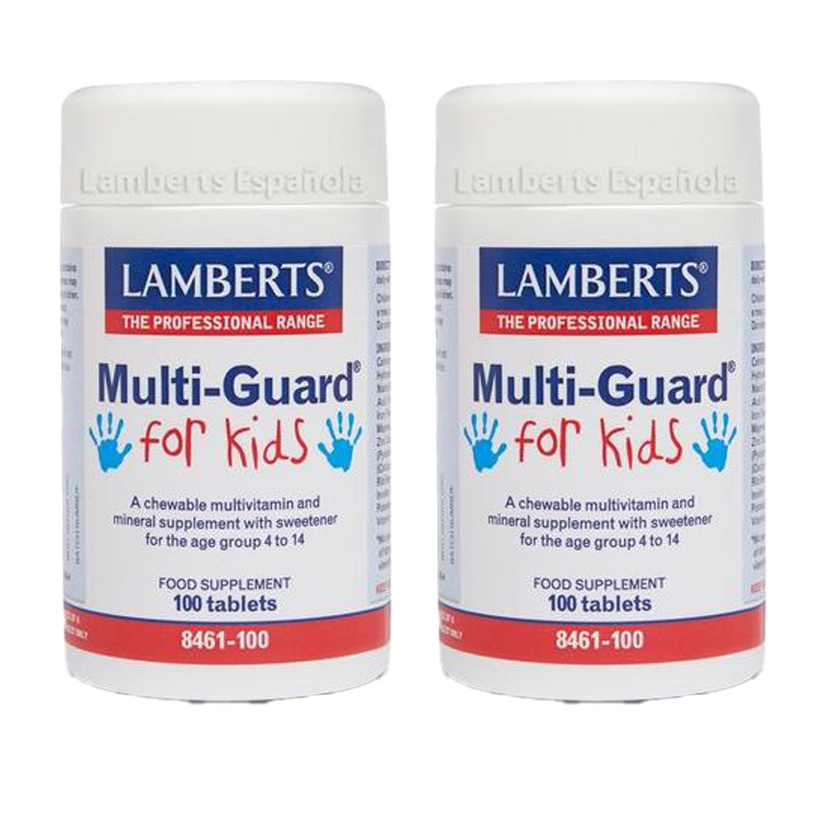 Confezione 2x Multi-Guard per bambini. Vitamine e minerali, Lamberts, 100 compresse masticabili
