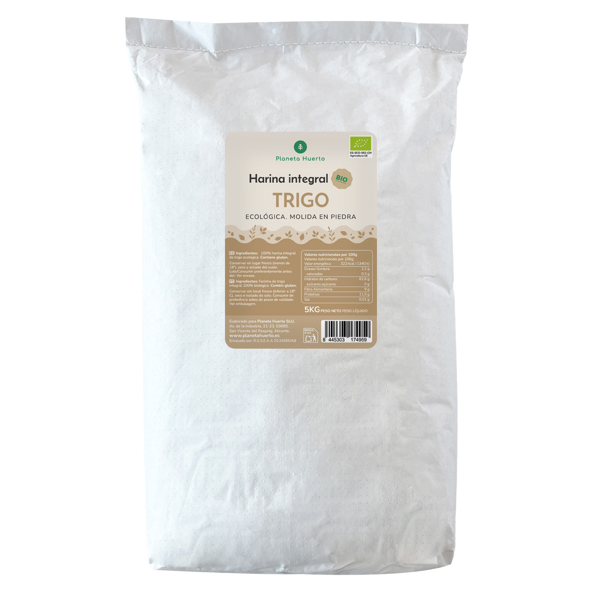 Volkoren tarwemeel Eco Planet Garden 5 kg