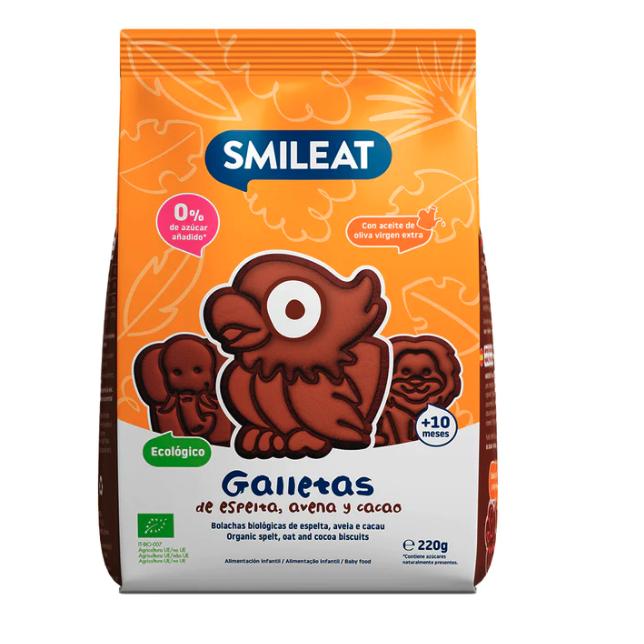 Confezione da 12 biscotti di farro, avena e cacao ECO 220 g Smileat