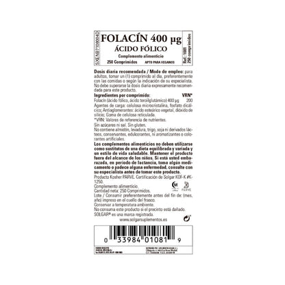 Folacin Folic Acid 250 capsules
