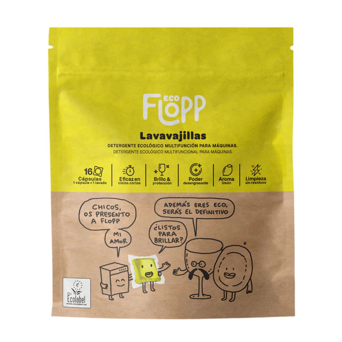 2er-Packung Flopp ECO Gel Geschirrspülmittel (je 16 Kapseln)