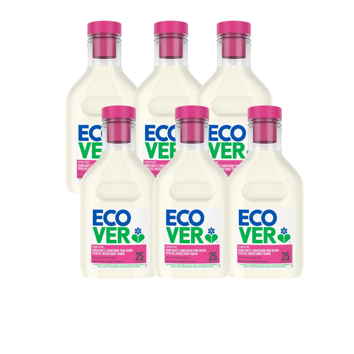 Pack 6 Uds Suavizante de Ropa de Flor de Manzana y Almendra Ecover 750 ml