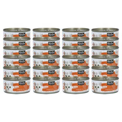 24-pack Kit Cat Gravy - Tonfisk & Lax 70 g Blötfoder för katter i sås