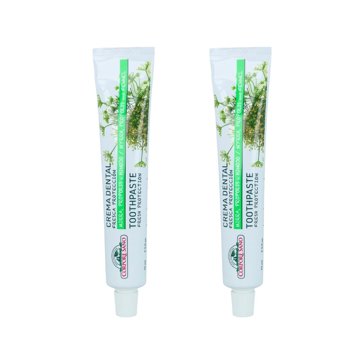 Lot de 2 tubes de dentifrice à la myrrhe, propolis et fenouil Corpore Sano 75 ml