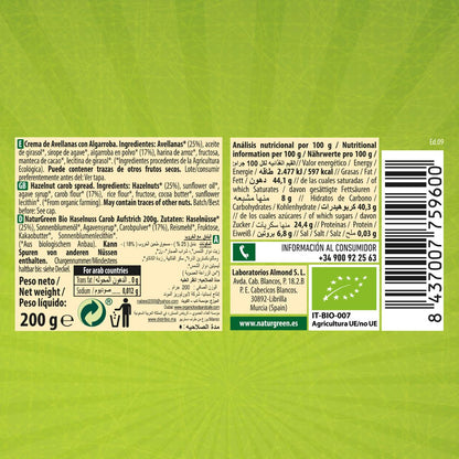 Naturgreen hasselnöts- och johannesbrödkräm, 200 g