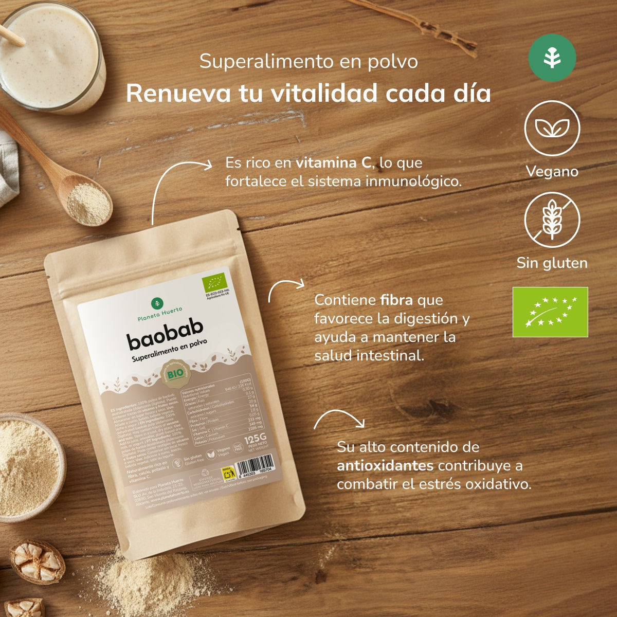Baobab powder Eco Planeta Huerto 125 g