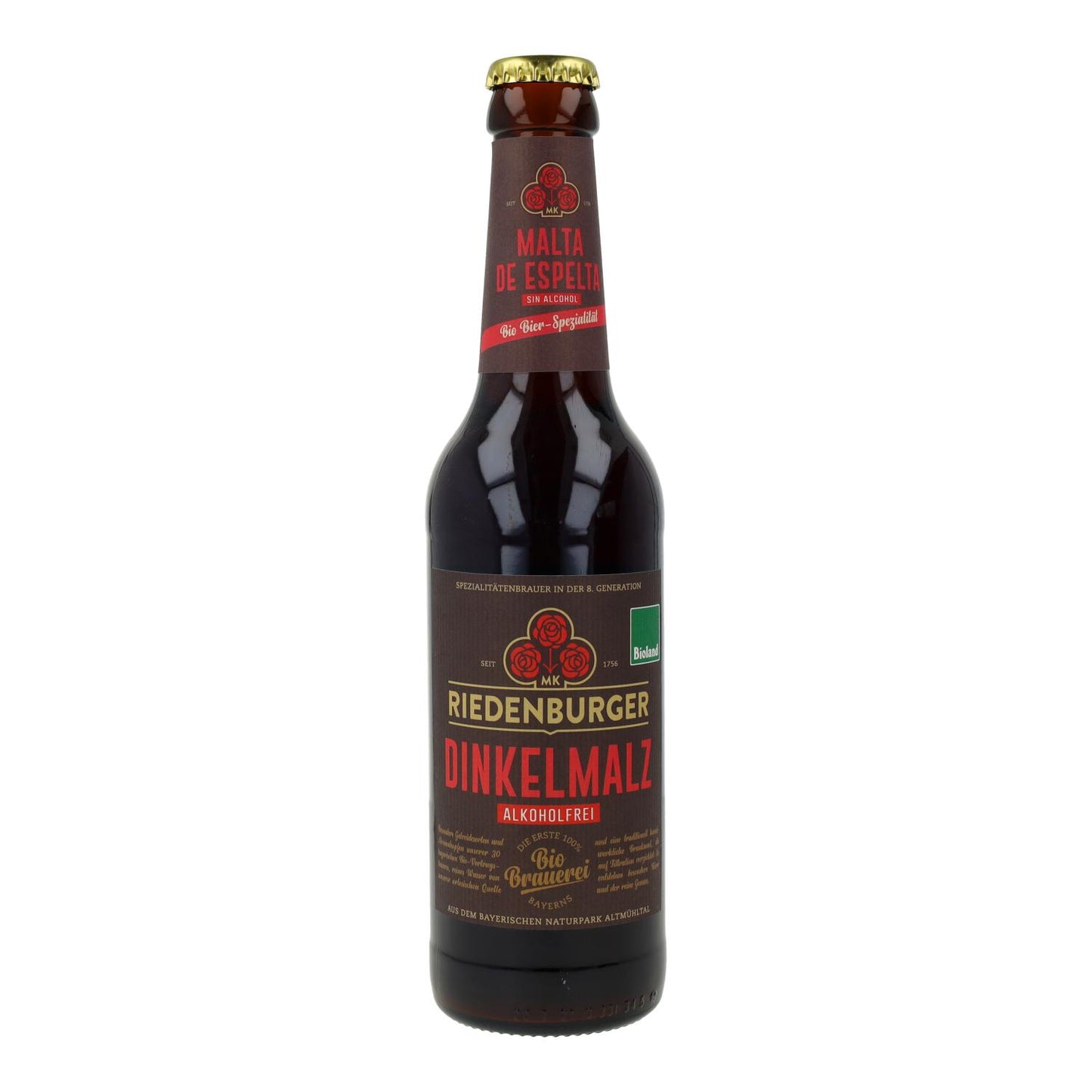 Bière de malt de blé et d'épeautre bio sans alcool Riedenburger 33 cl