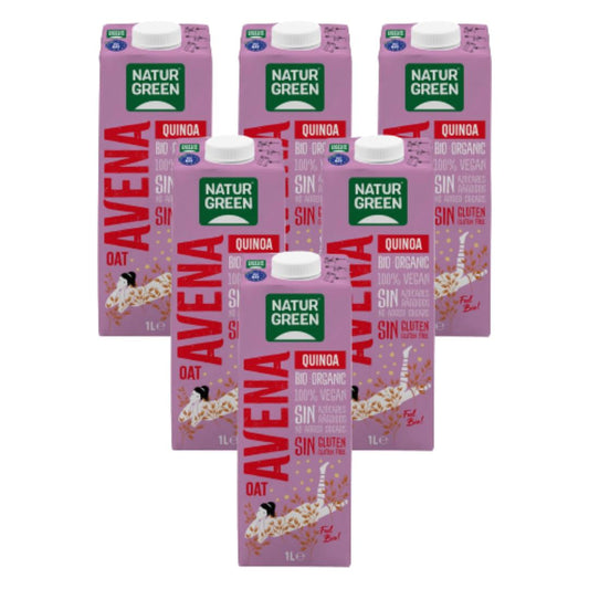 Confezione da 6 bevande biologiche senza glutine all'avena e quinoa NaturGreen 1 L