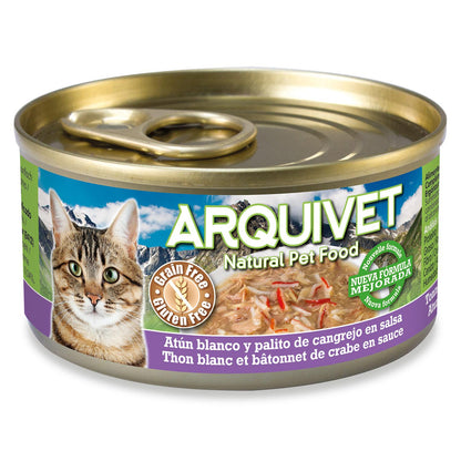 Witte tonijn en krab in saus Arquivet 80 g Natvoer voor katten