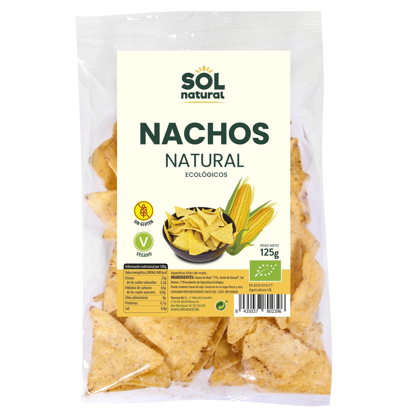 Nachos di mais naturale senza glutine BIO Sol Natural 125 g
