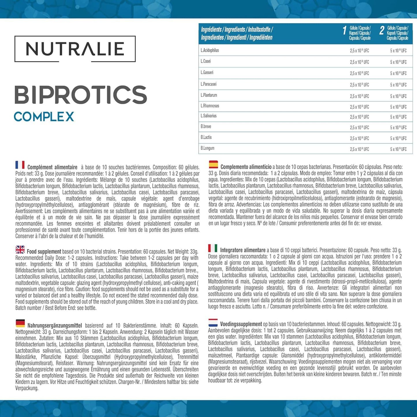 Nutralie Probiotici intestinali 10 ceppi 60 capsule