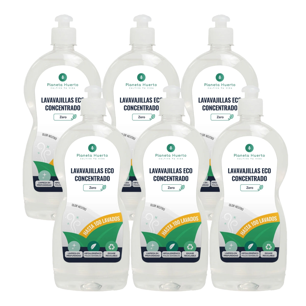 Pack 6xSpülmaschinenfest hypoallergen unparfümiert ECO Planet Garden 750 ml
