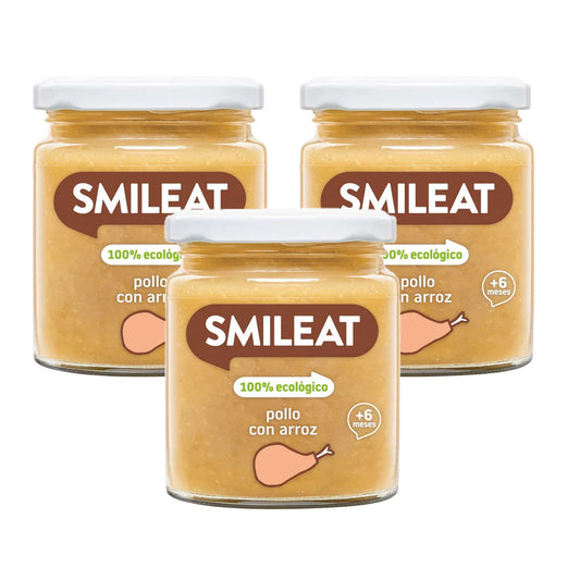 Pakket 3x BIO-potje Kip met rijst +6 maanden Smileat 230 g