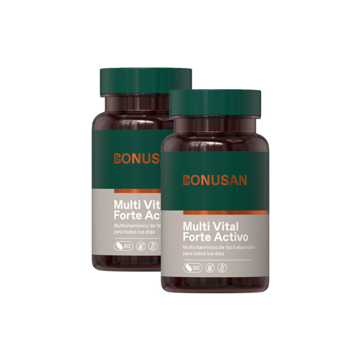 Confezione da 2 Multivital Forte Activo, Bonusan, 60 compresse