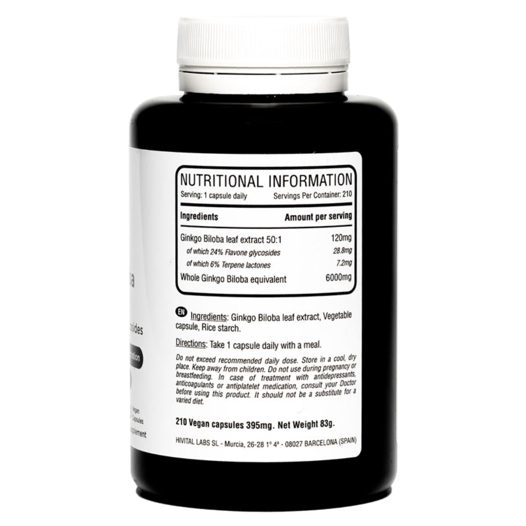 Ginkgo Biloba 6000 mg Hivital 210 vegan capsules