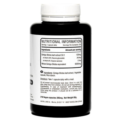 Ginkgo Biloba 6000 mg Hivital 210 vegan capsules