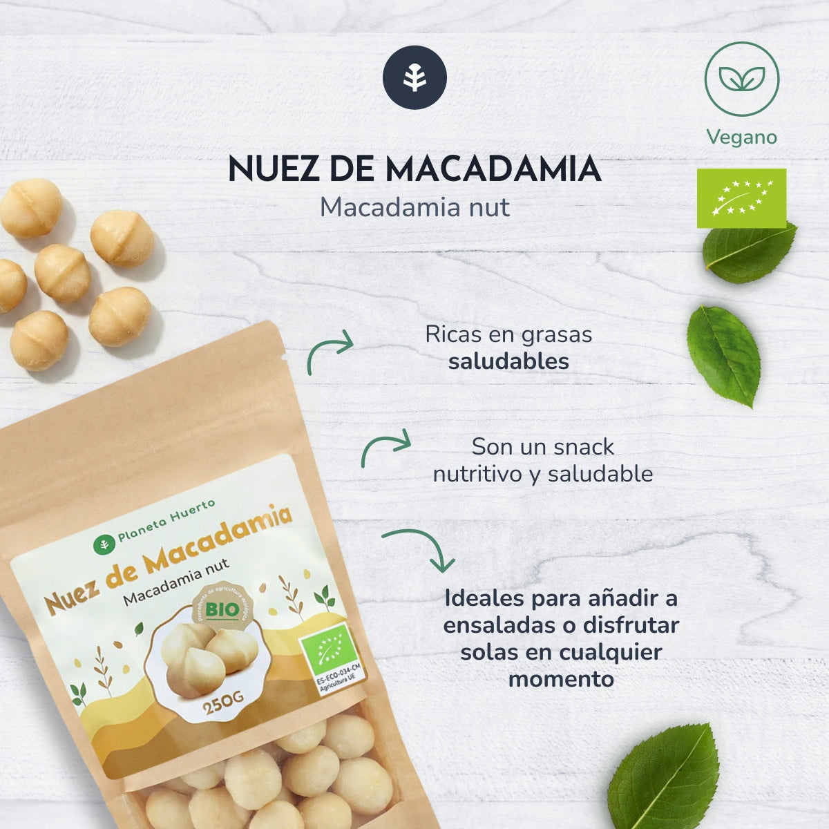 Noix de macadamia ECO Planeta Huerto 250 g