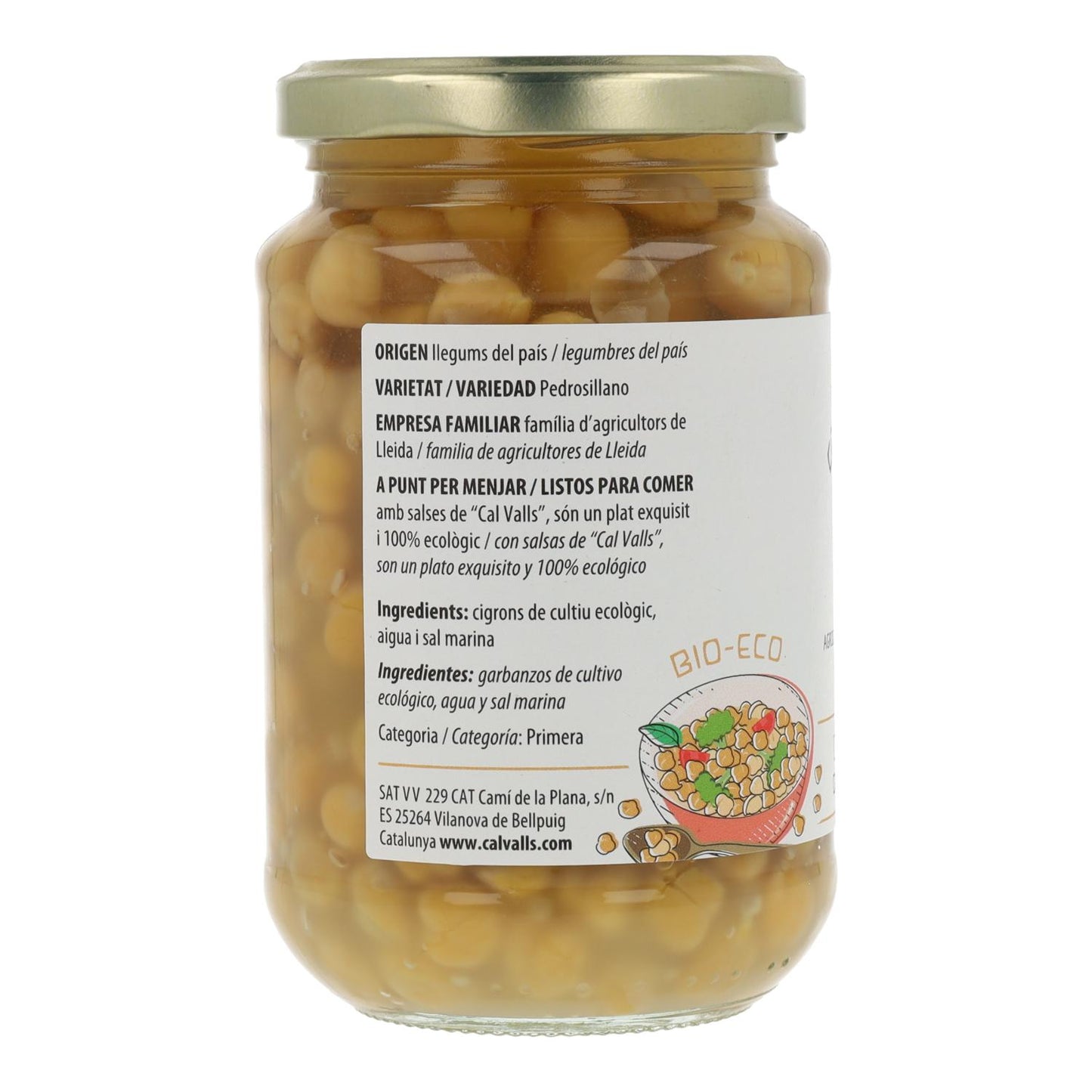 Pakket 6x gekookte kikkererwten ECO Cal Valls 220 g