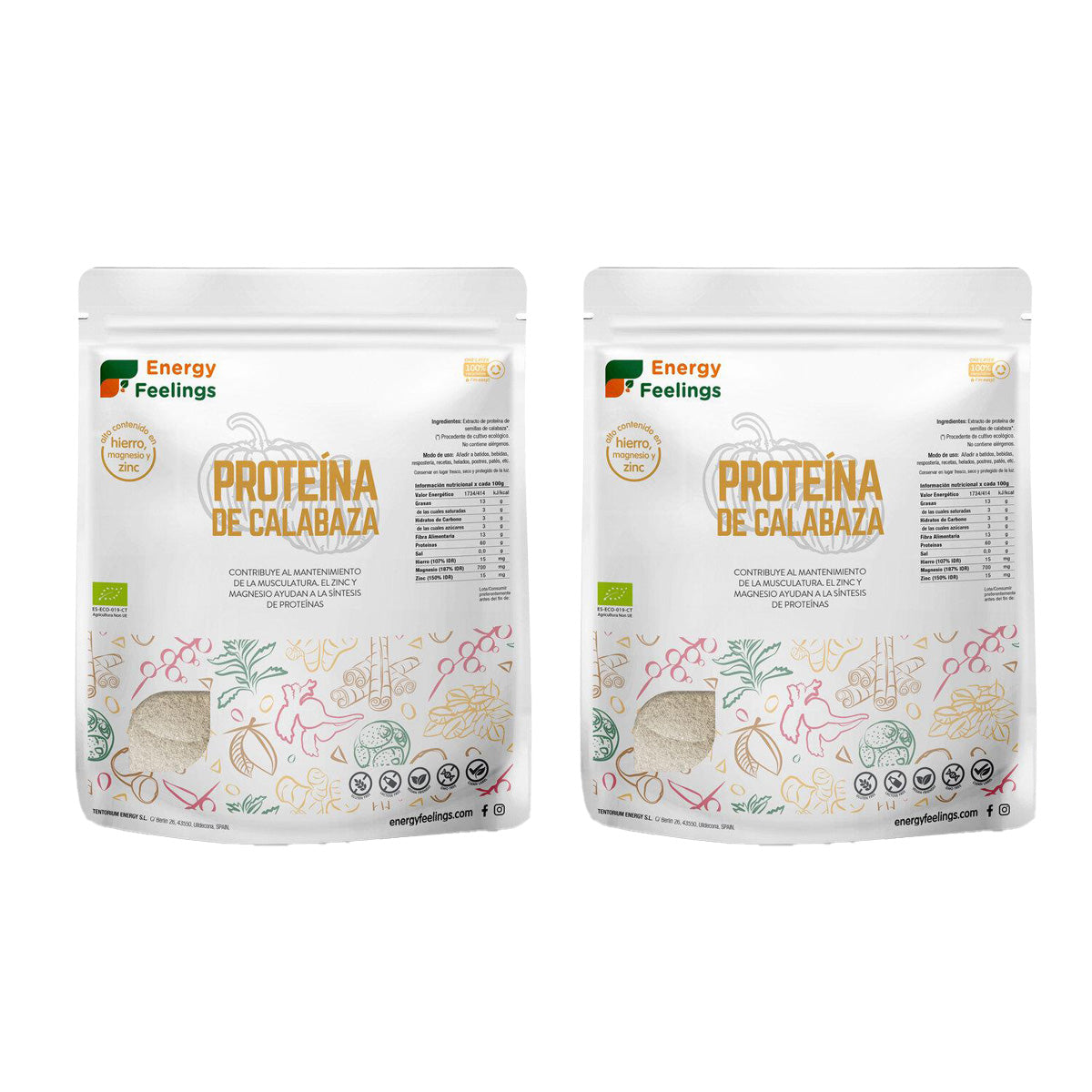 Pakket 2x Energy Feelings ECO pompoenproteïne 1 kg