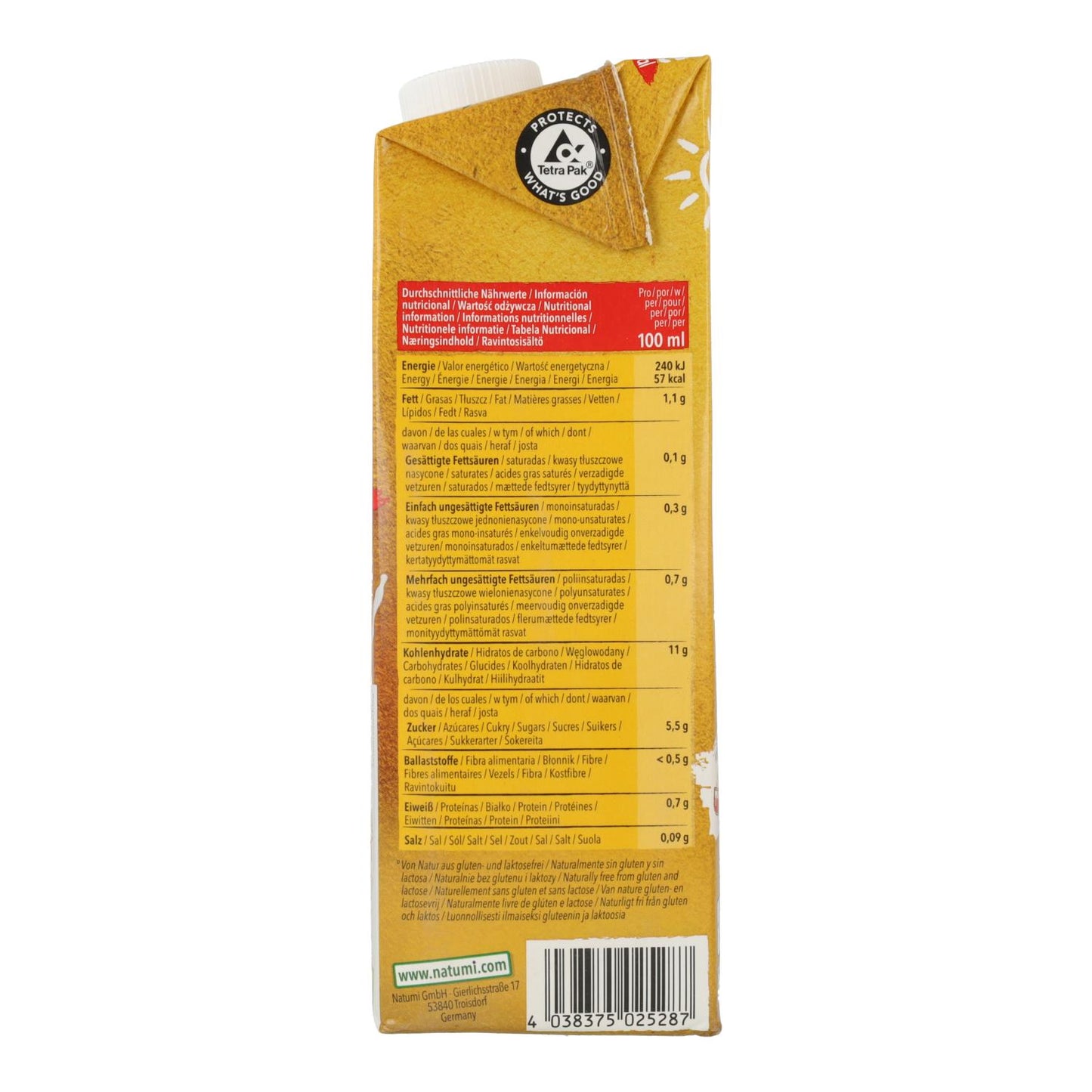 Packung mit 6 Stück Natumi Bio Hirsegetränk 1L