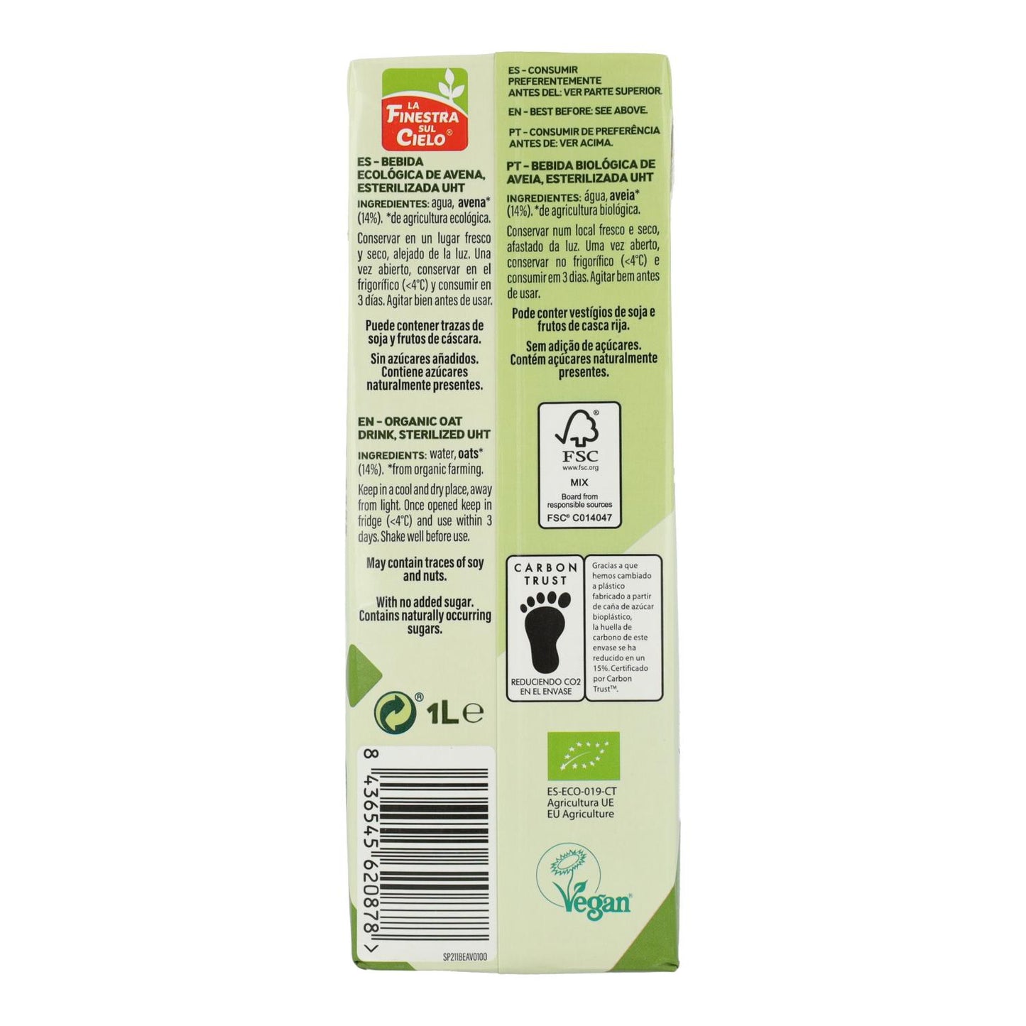 6er-Pack Haferdrink La Finestra Sul Cielo 1 l