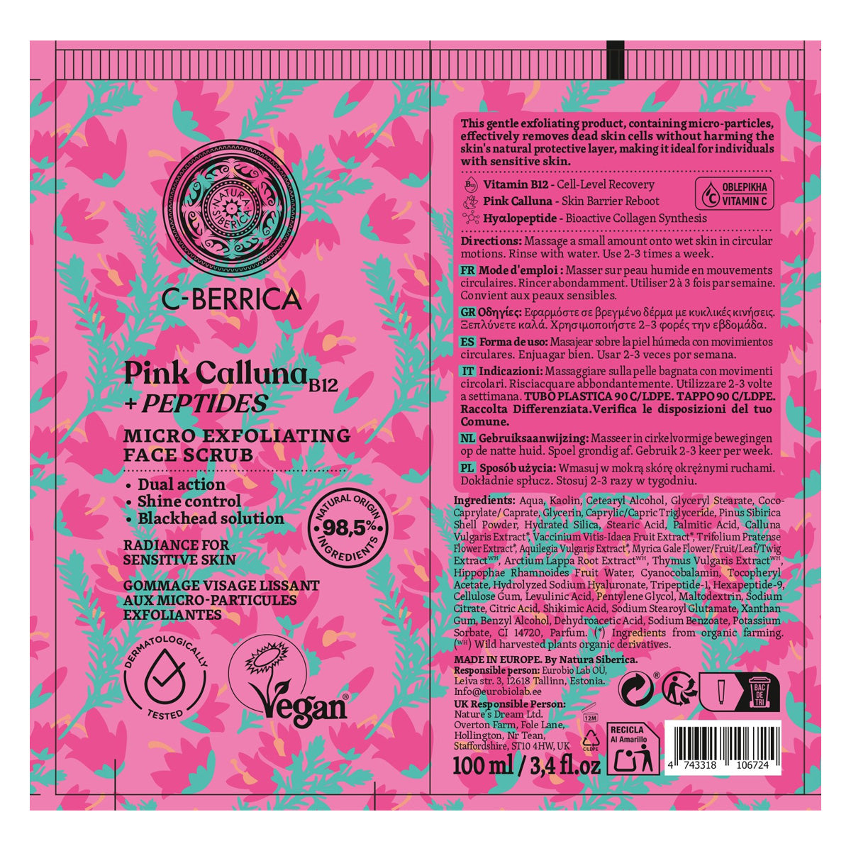 Esfoliante viso con microparticelle Natura Siberica 100 ml