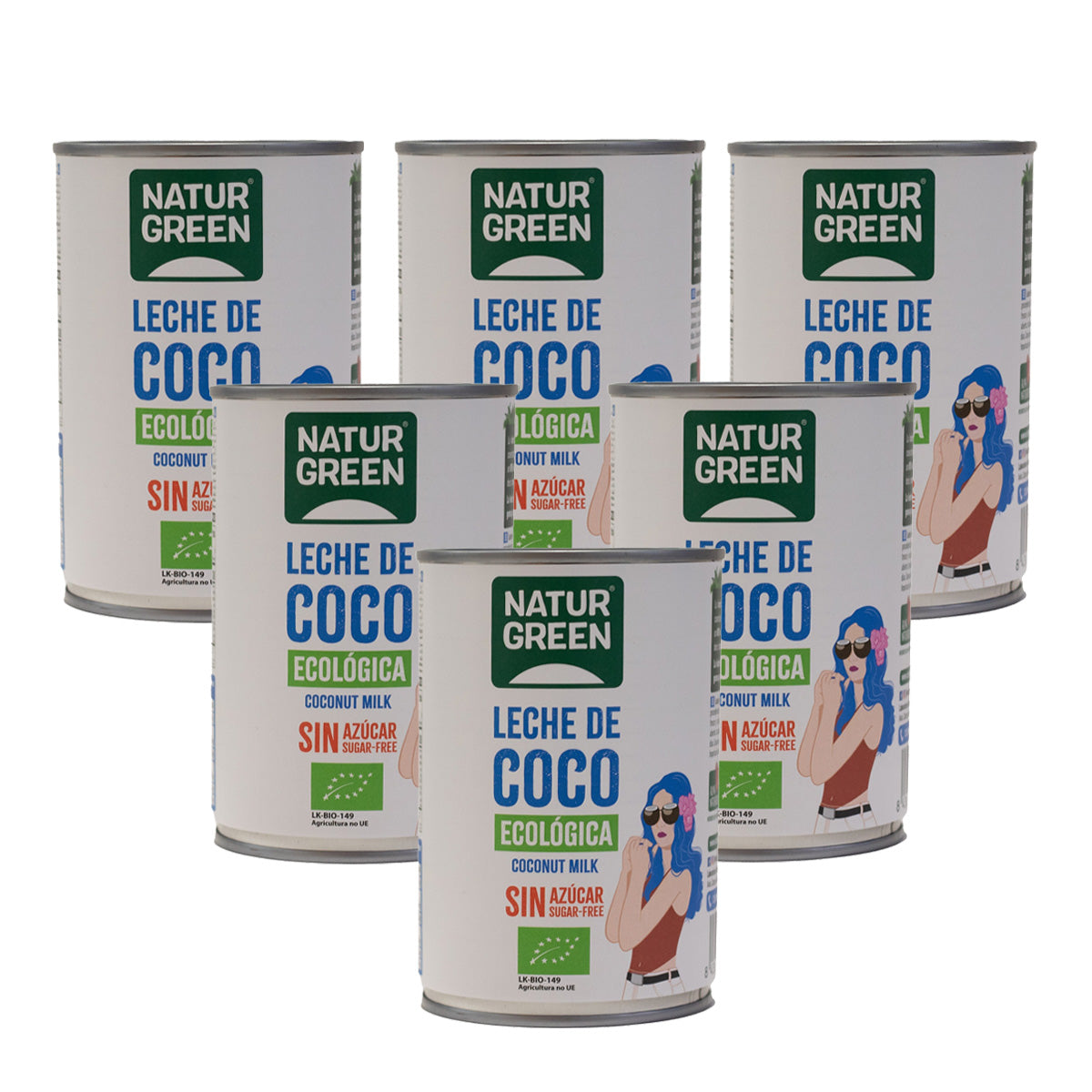 6-pack ekologisk kokosmjölk NaturGreen 400 g