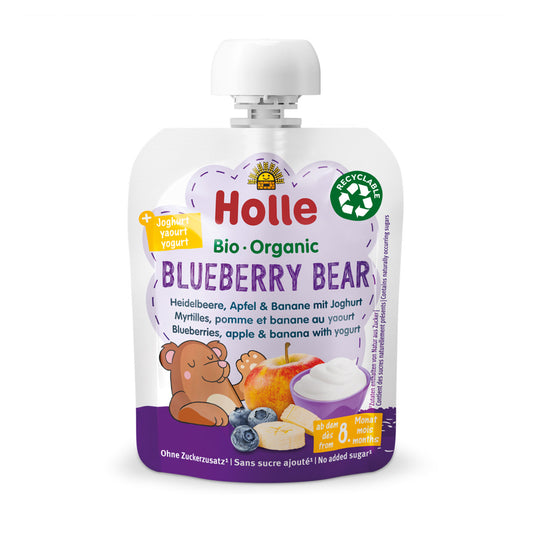 Organic blueberry, apple and banana smoothie with yoghurt (from 8 months) BLUEBERRY BEAR Holle 85 g