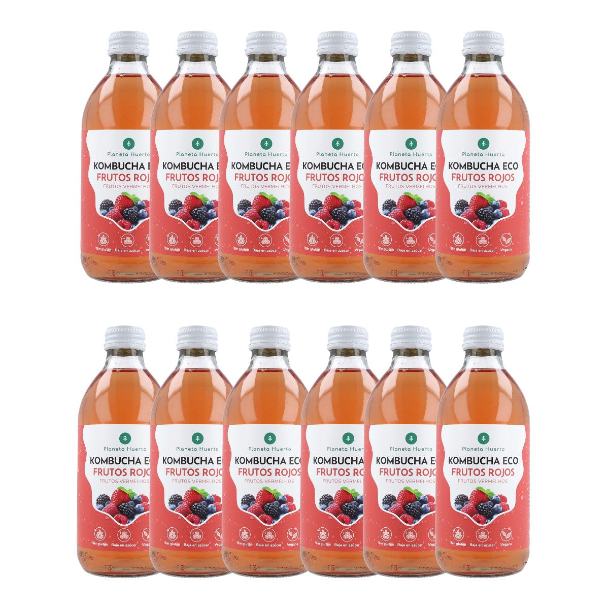 Pack 12x Kombucha ECO Frutos rojos Planeta Huerto 330 ml