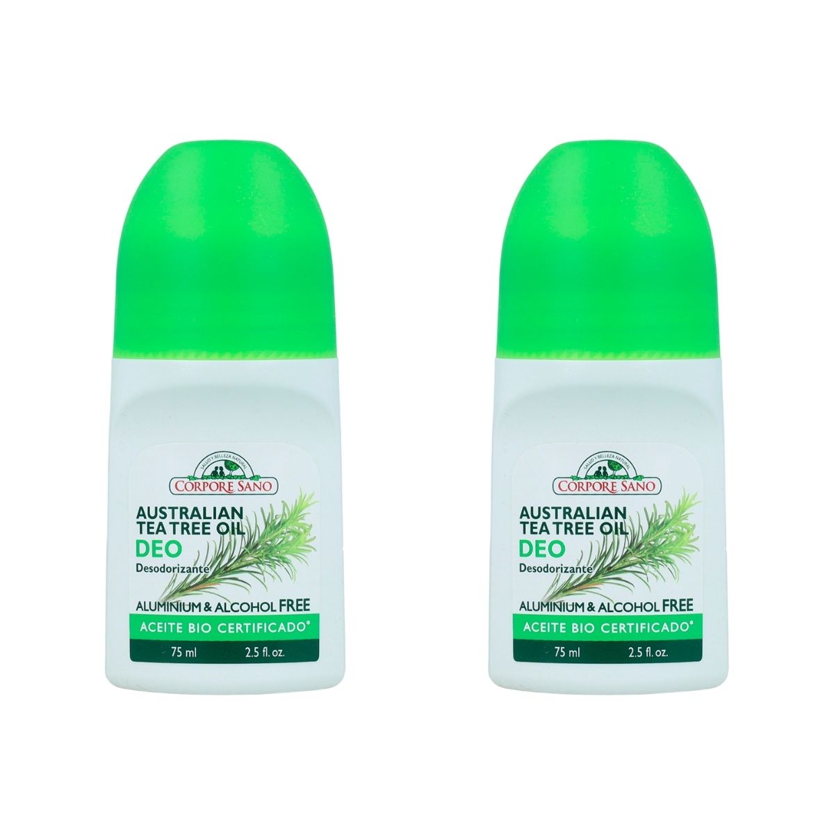 2-pack roll-on-deodorant med tea tree Corpore Sano 75 ml