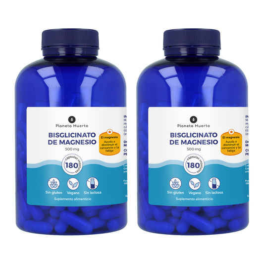 Pack 2xMagnesium Bisglycinat 500 mg Planeta Huerto 180 Kapseln