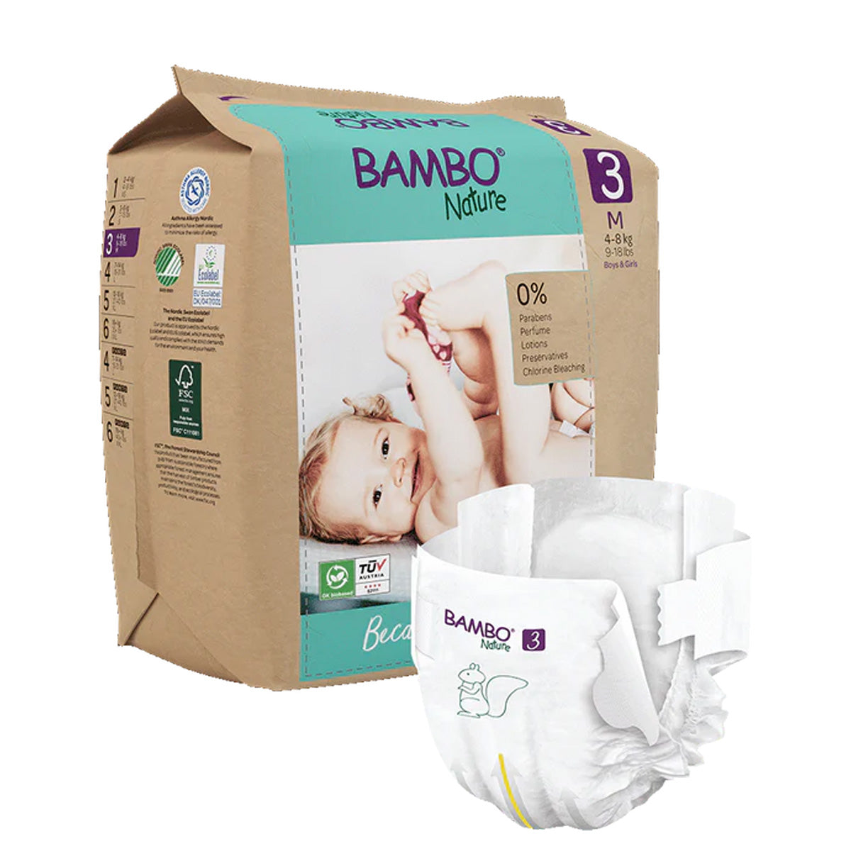 Zestaw pieluch Bambo Nature rozmiar 3 (4–8 kg), 3 x 28 sztuk