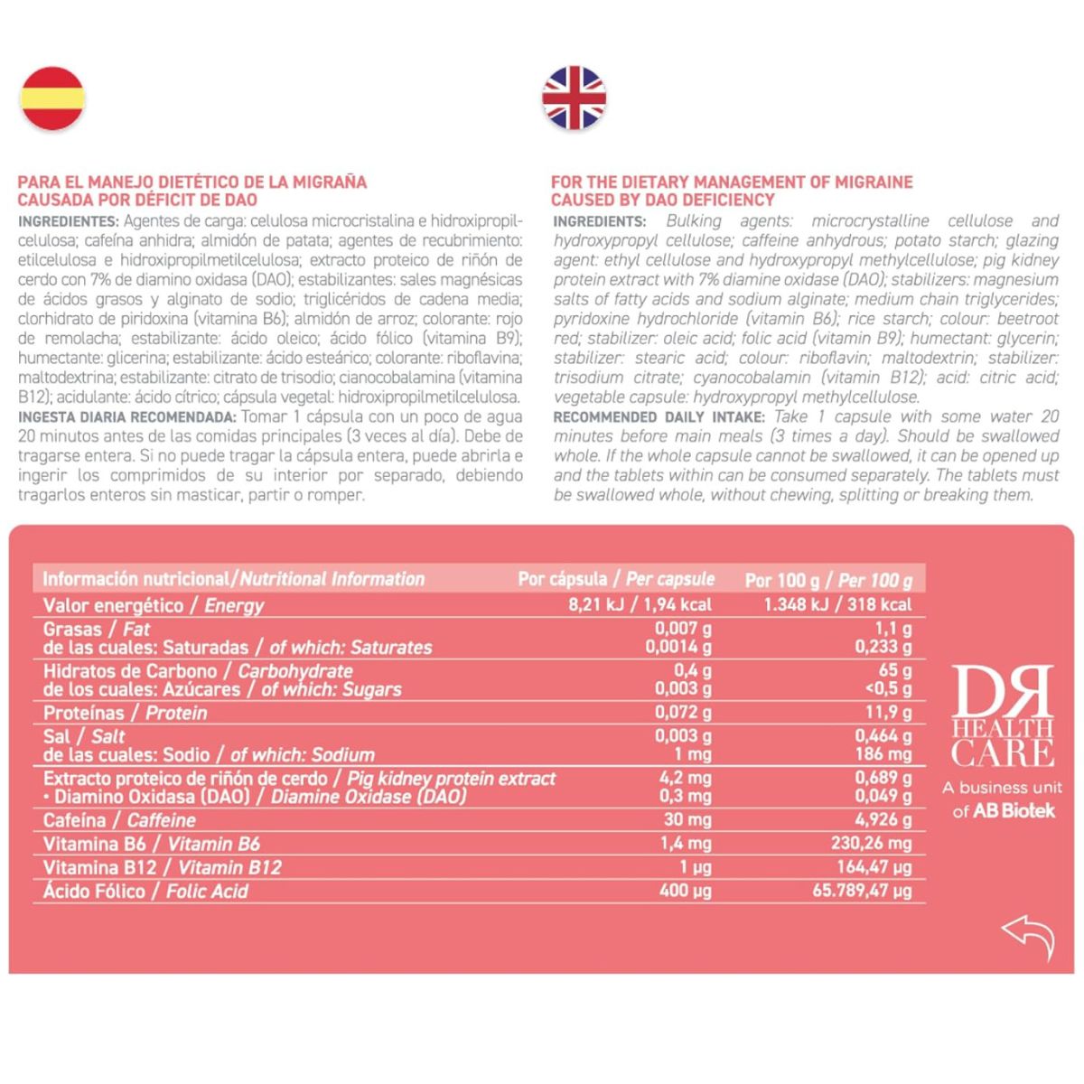 DAOhead® 60 kapsułek z tabletkami odpornymi na działanie żołądka