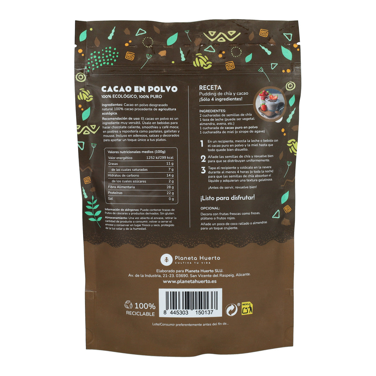 Pack 2x Cocoa powder ECO Planeta Huerto 250 g