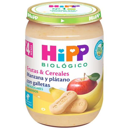 Vasetto biologico di mela e banana con biscotti +4 mesi HiPP 190 g