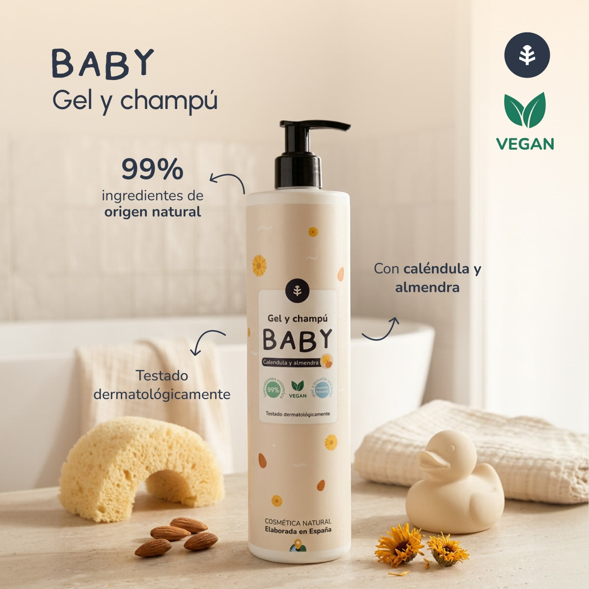 Calendula und Mandel Baby Shampoo und Gel Planeta Huerto 500 ml