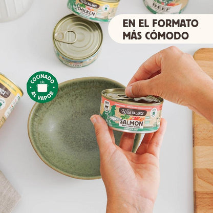 Pack Lata de Salmón y Ternera BARF para gatos 6 x 120 g Wild Balance