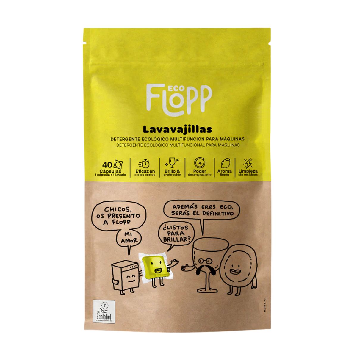 Lot de 2 x Flopp ECO Gel Liquide Vaisselle (40 capsules chacun)