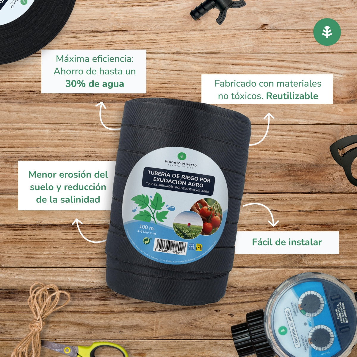 Rouleau d'exsudation de Garden Planeta Huerto 50 m