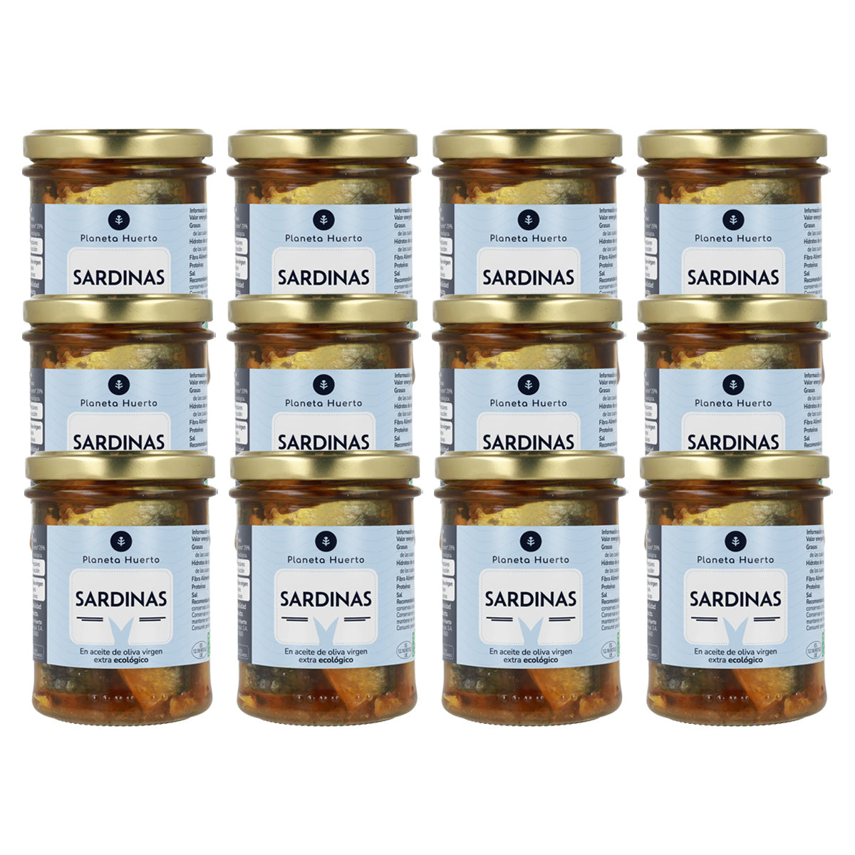 Zestaw 12x Sardynki w oliwie z oliwek extra virgin ECO Planeta Huerto 190 g