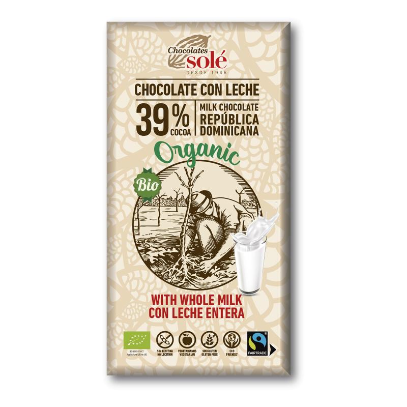 Cioccolato al latte intero 39% Bio Solé 100 g