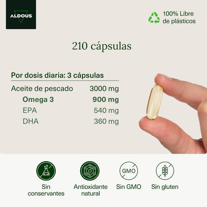 Omega 3 - 3000 mg | EPA e DHA Aldous 210 capsule
