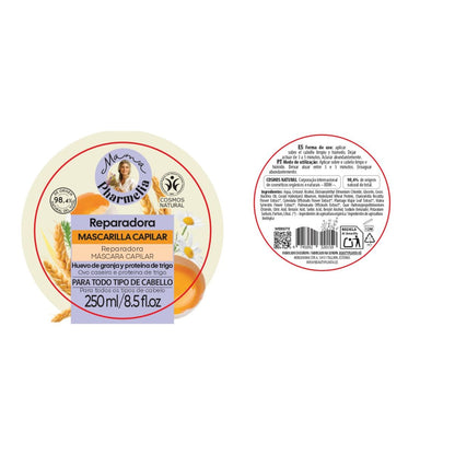 Herstellend haarmasker met boerderijeieren en tarweproteïne, Mama Pharmelia, 250 ml