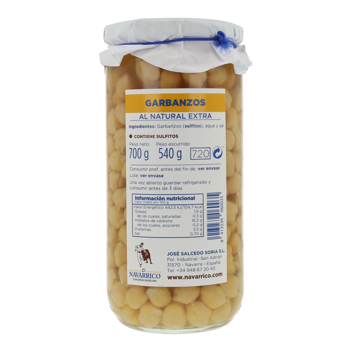 Pois chiches El Navarrico Bocal 720 ml