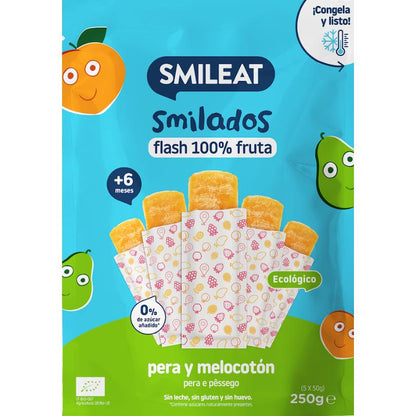 SMILADO poire et pêche bio, glace flash pour enfants 100 % fruits SMILEAT