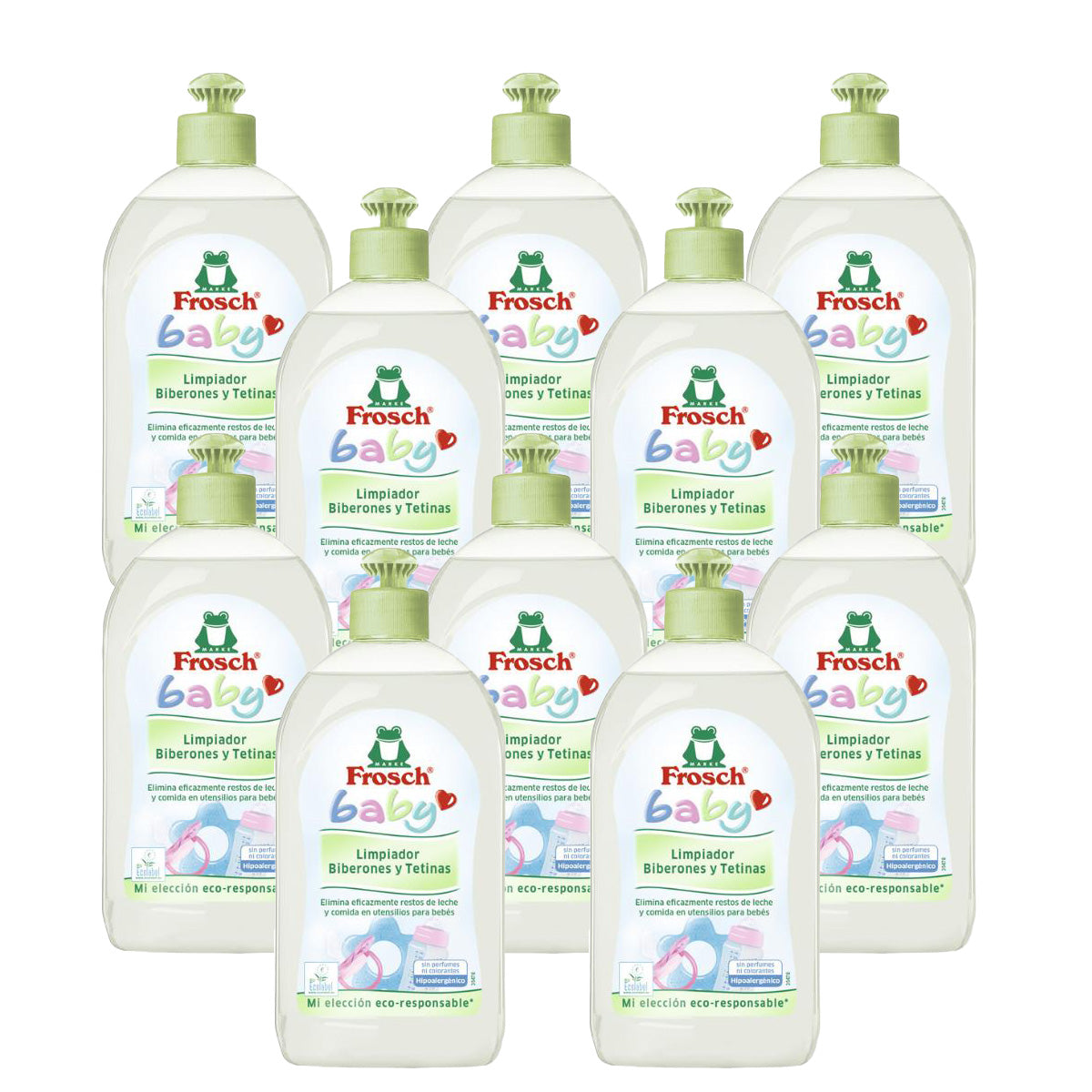 10er-Pack Baby-Flaschen- und Saugerreiniger Frosch 500 ml