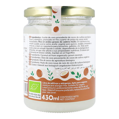 Pack of 5 ECO coconut oils Planeta Huerto 430 ml
