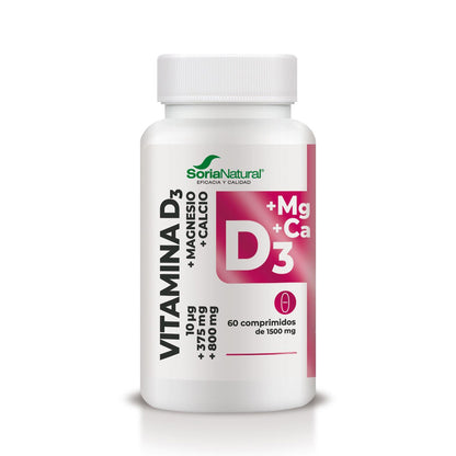 Vitamine D3+MG met langdurige afgifte, Soria Natural, 60 tabletten